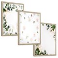 Zestaw obrazy w ramie, plakaty - kwiaty, liście, eukaliptus - rama drewno