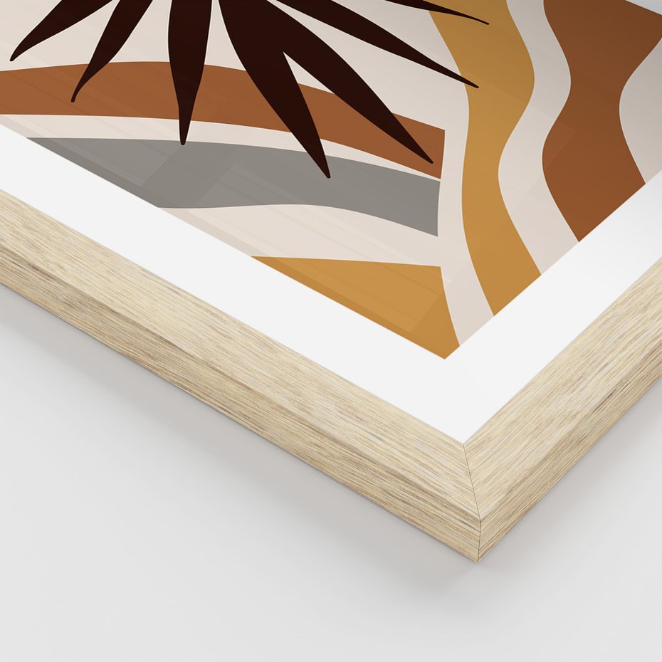 Zestaw obrazy w ramie, plakaty - liście, abstrakcja, rośliny - rama drewno