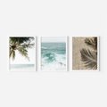 Zestaw obrazy w ramie, plakaty - palma, morze, cień - rama biała