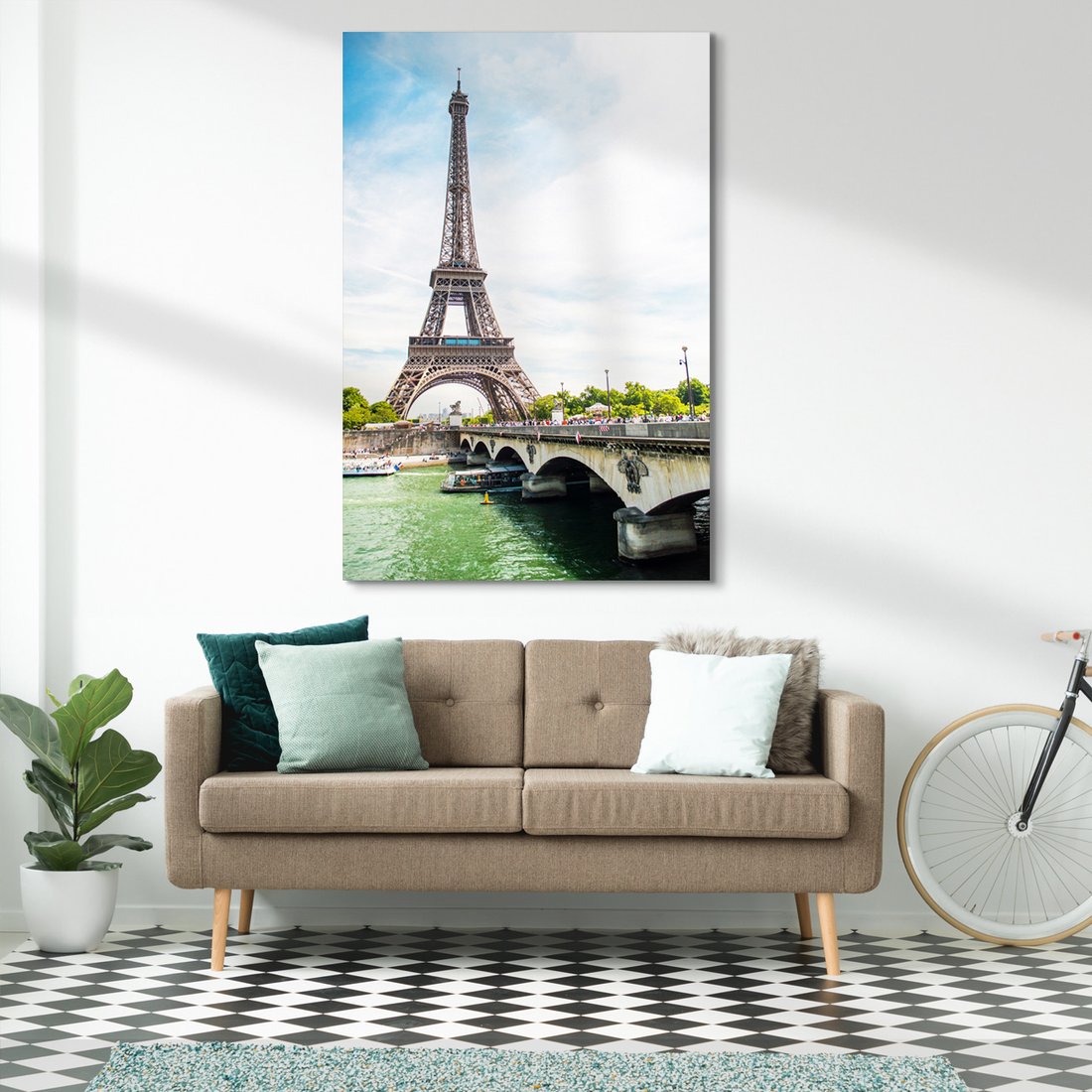 Obraz na płótnie - Paryż, Wieża Eiffla, most