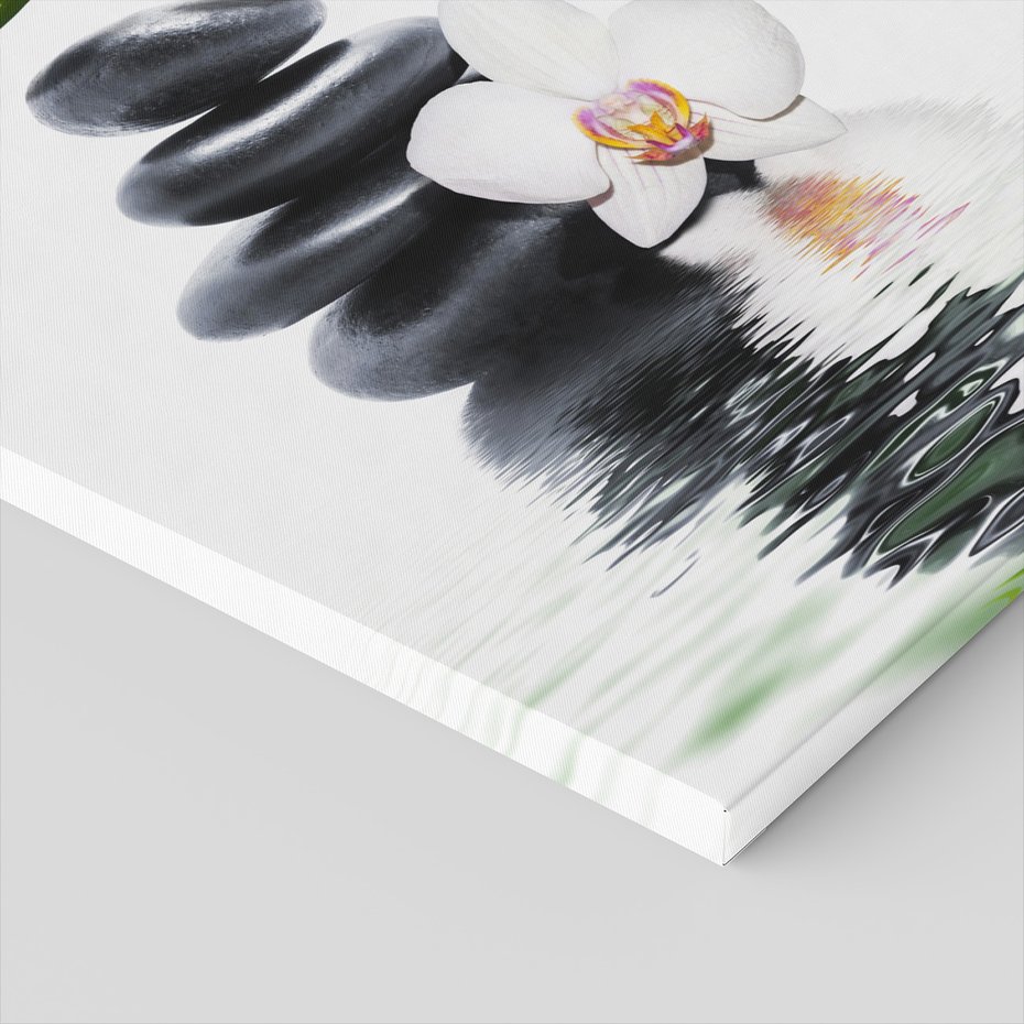 Obraz na płótnie - kamienie, kwiat, woda