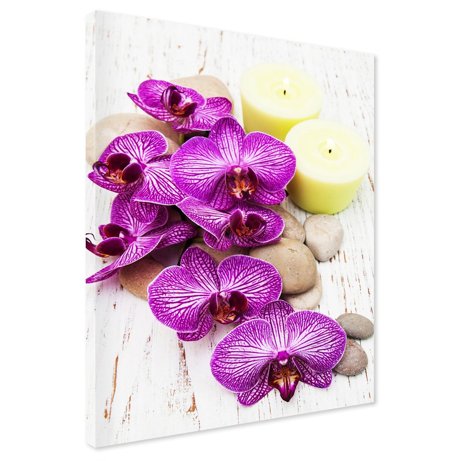 Obraz na płótnie - kwiaty, orchidee, świece