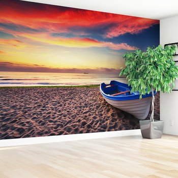 Fototapeta - plaża, łódka, morze