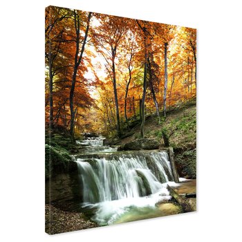 Obraz na płótnie - wodospad, jesień, las
