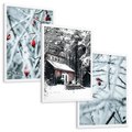 Zestaw obrazy w ramie, plakaty - zima, śnieg, mróz - rama biała