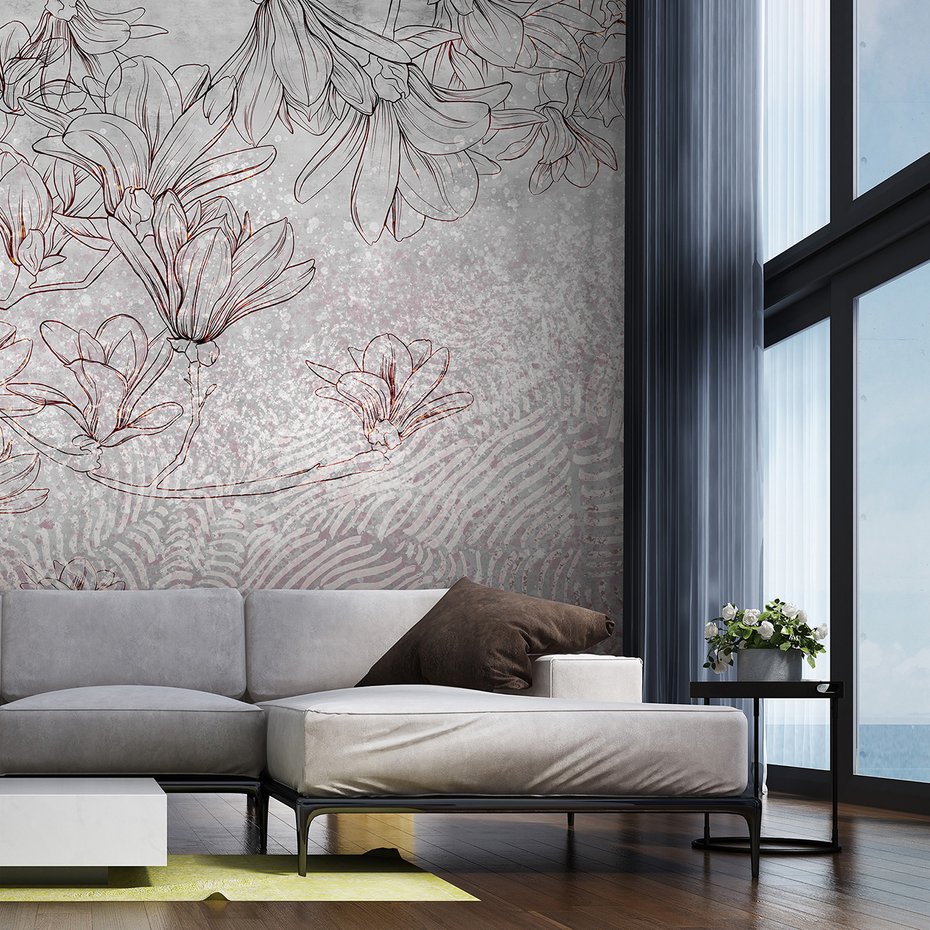 Fototapeta - loft, kwiaty, nowoczesny