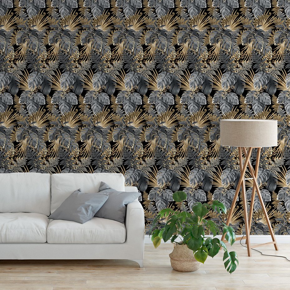 Tapeta - liście, tropiki, ornament