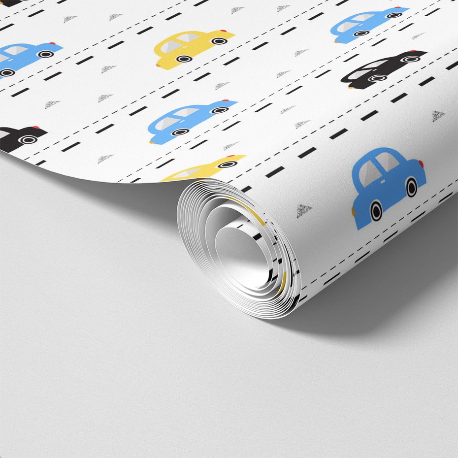 Tapeta - dziecięca, samochody, droga, wzór