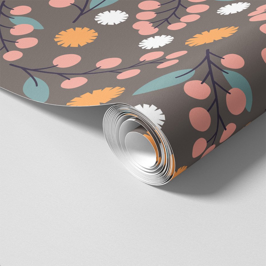 Tapeta - owoce, liście, kwiaty