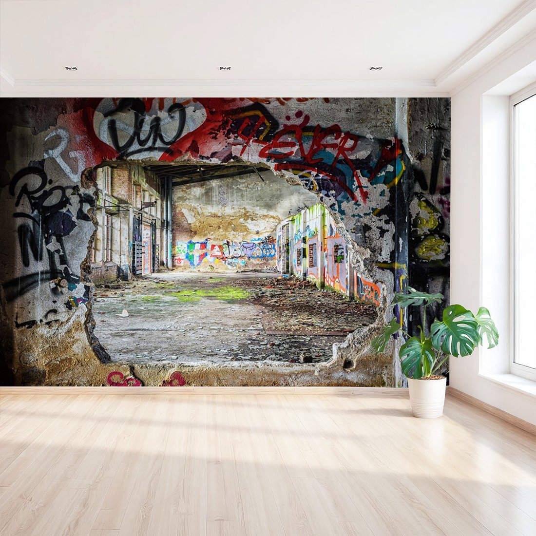 Fototapeta - graffiti, abstrakcja, ruina