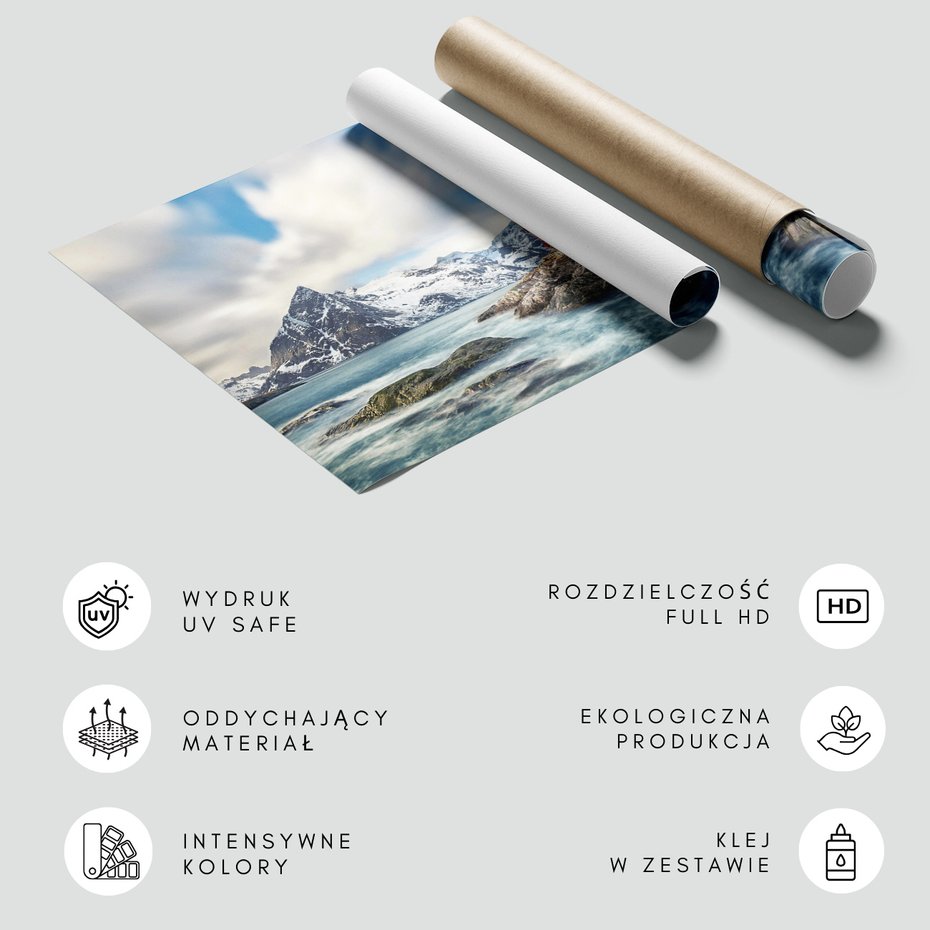 Fototapeta - góry, morze, domki