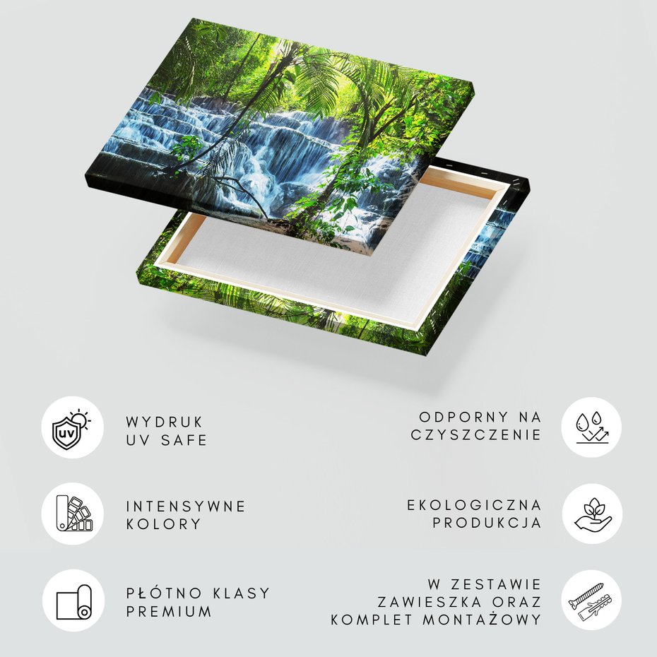 Obraz na płótnie - wodospad, las, tropikalny