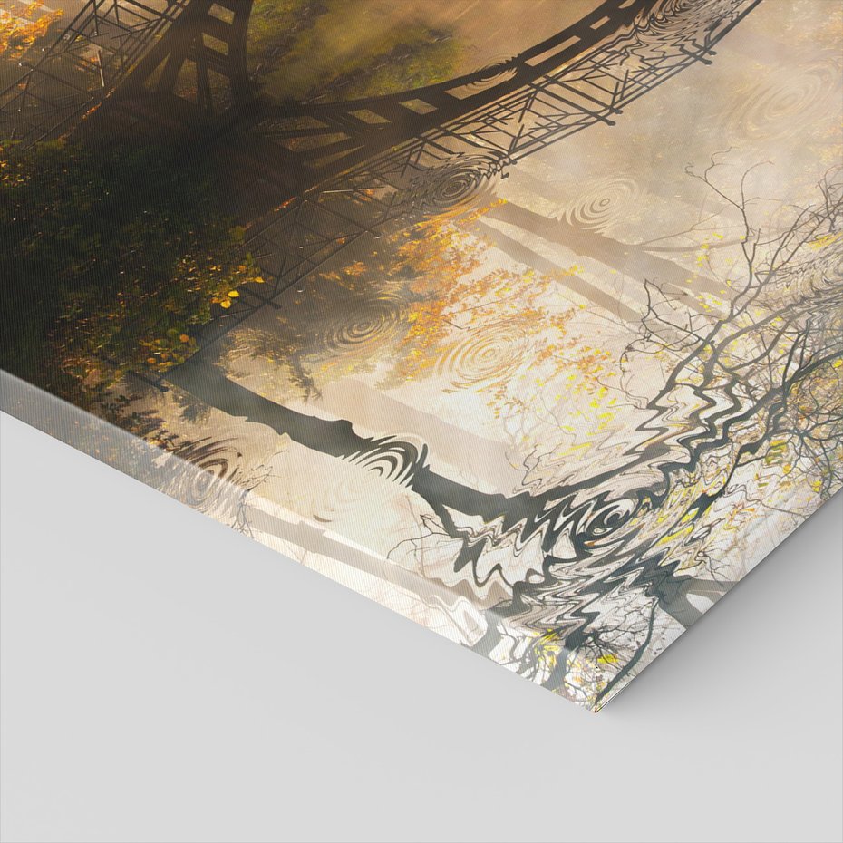 Obraz na płótnie - most, drzewa, woda