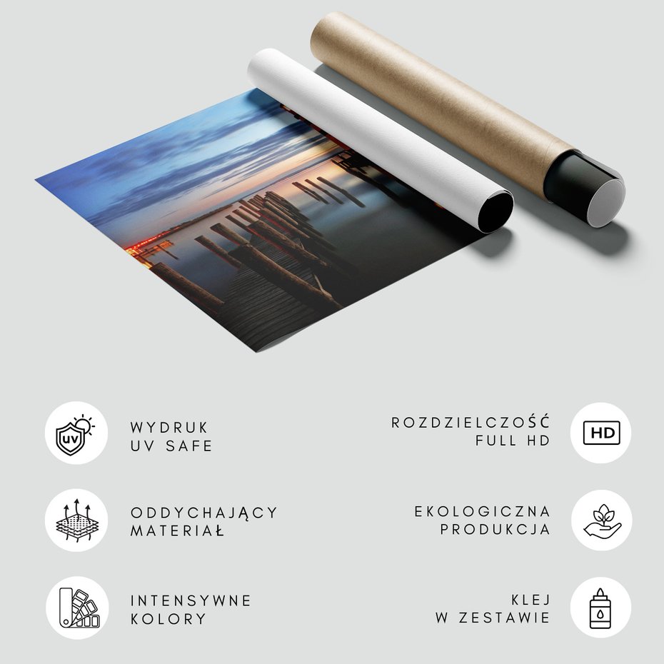 Fototapeta - latarnia morska, jezioro, zachód słońca