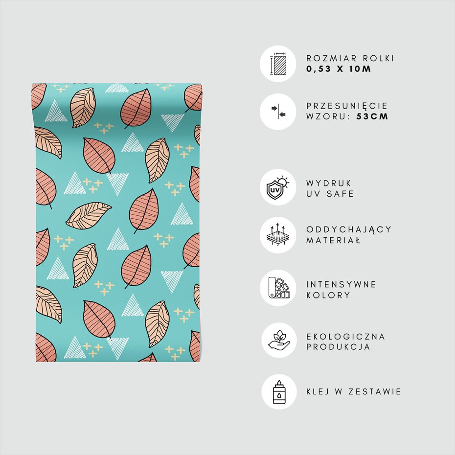 Tapeta - liście, trójkąty, plusy