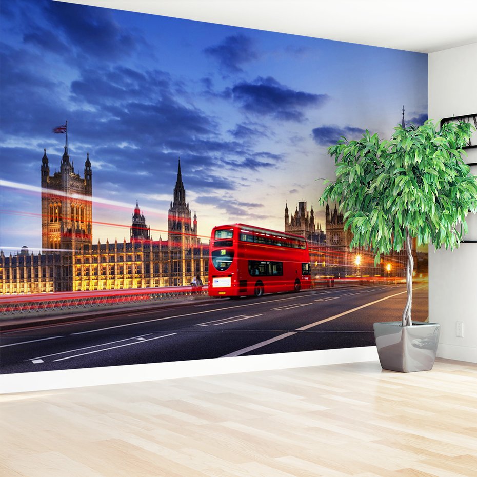 Fototapeta - Londyn, autobus, Big Ben