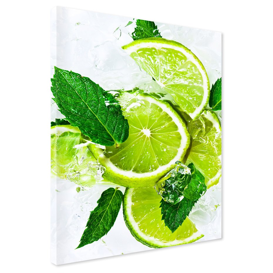 Obraz na płótnie - limonka, mięta, lód