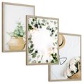 Zestaw obrazy w ramie, plakaty - kwiaty, liście, eukaliptus - rama drewno
