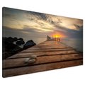 Obraz na płótnie - morze, molo, zachód słońca