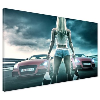 Obraz na płótnie - wyścigi, samochody, kobieta