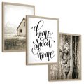 Zestaw obrazy w ramie, plakaty - dom, drzwi, rustykalny - rama drewno