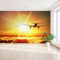 Fototapeta - samolot, niebo, zachód słońca