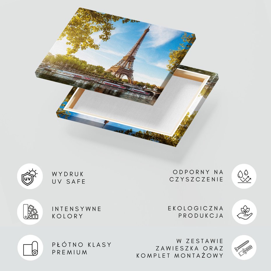 Obraz na płótnie - Wieża Eiffla, Paryż, rzeka