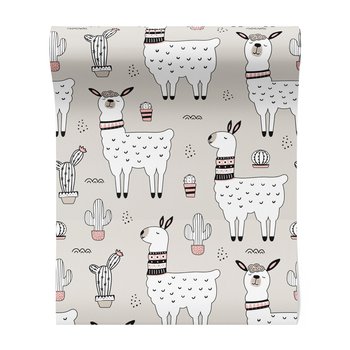 Tapeta - dziecięca, lama, kaktus, wzór