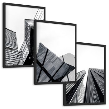 Zestaw obrazy w ramie, plakaty - architektura, budynki, miejski - rama czarna