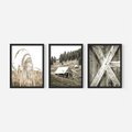 Zestaw obrazy w ramie, plakaty - natura, drewno, wieś - rama czarna