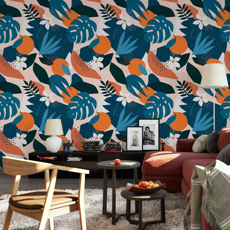 Tapeta - liście, kwiaty, owoce