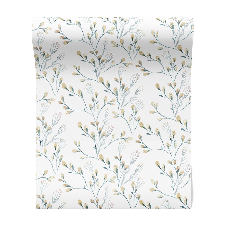 Tapeta - gałązka, kwiaty, liście