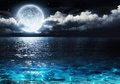 Fototapeta - księżyc, morze, noc