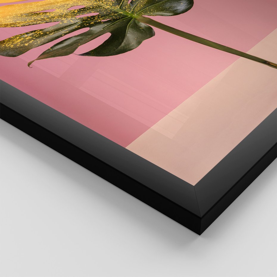 Zestaw obrazy w ramie, plakaty - liść, monstera, roślina - rama czarna