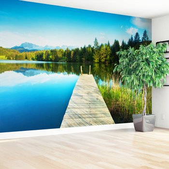 Fototapeta - jezioro, pomost, las