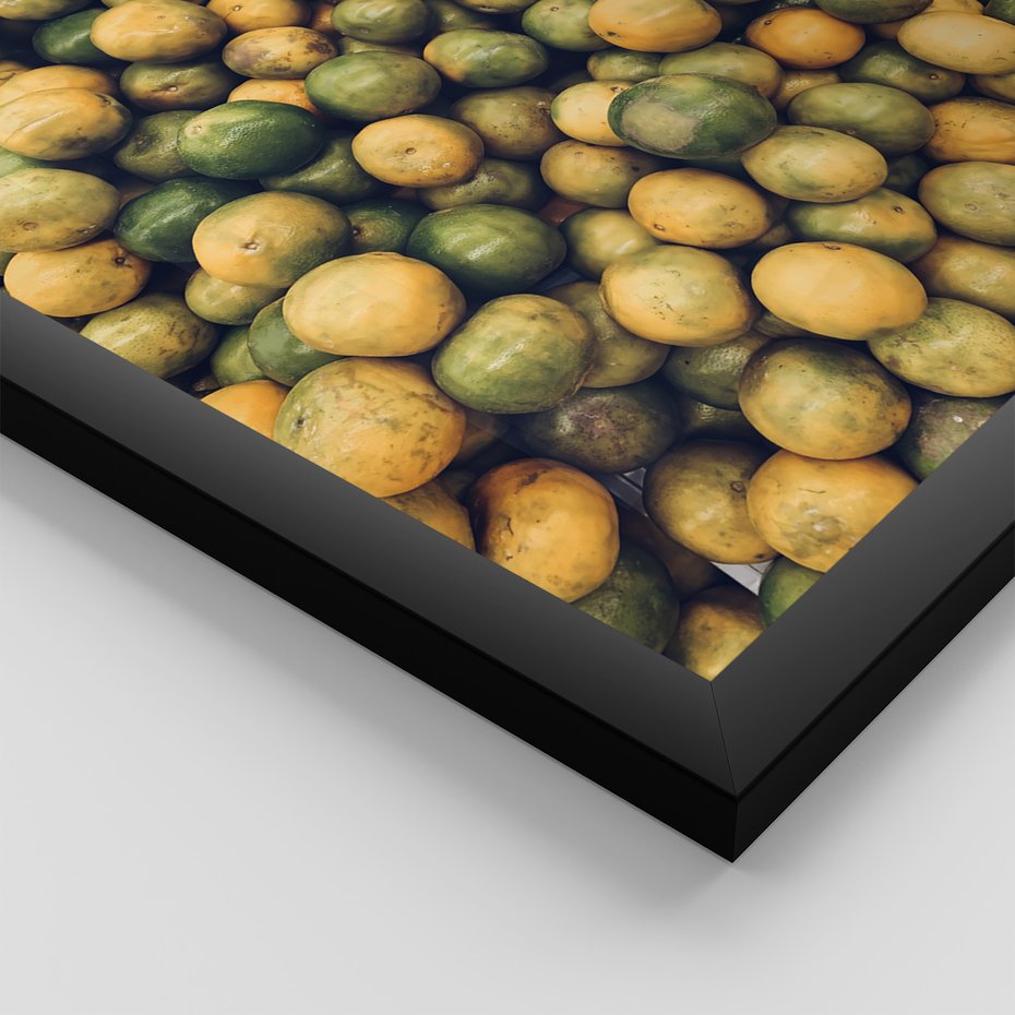 Zestaw obrazy w ramie, plakaty - owoce, cytryny, pozytywne - rama czarna