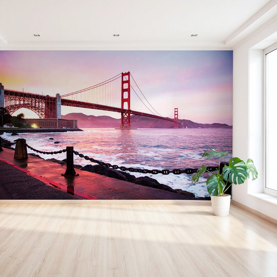 Fototapeta - most, woda, zachód słońca