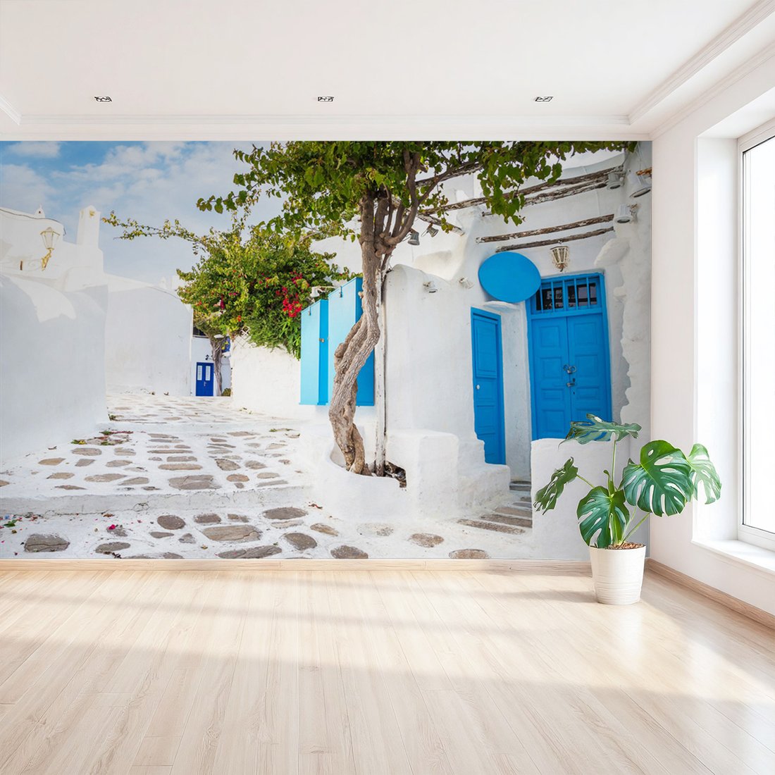 Fototapeta - uliczka, biały, niebieski