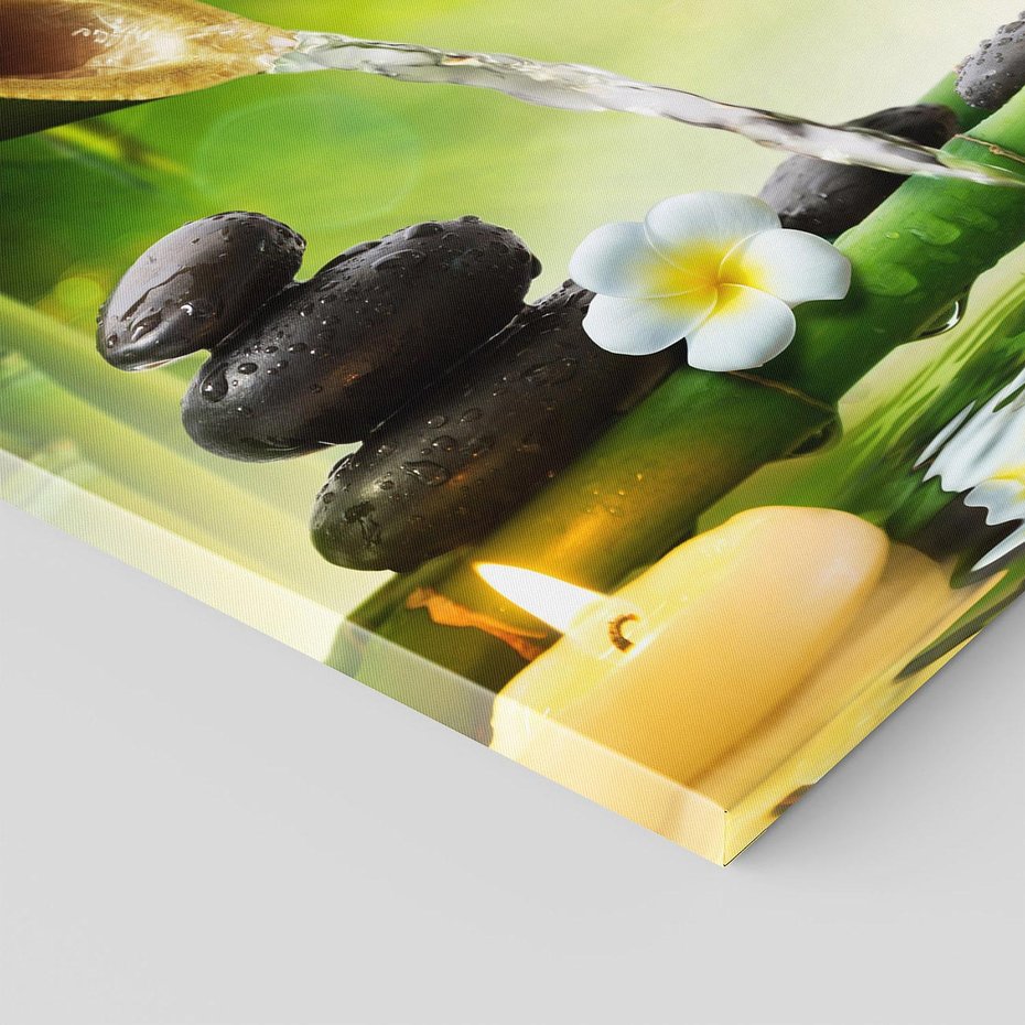 Obraz na płótnie - bambus, woda, kamienie