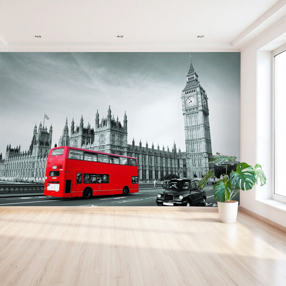 Fototapeta - Londyn, autobus, taksówka