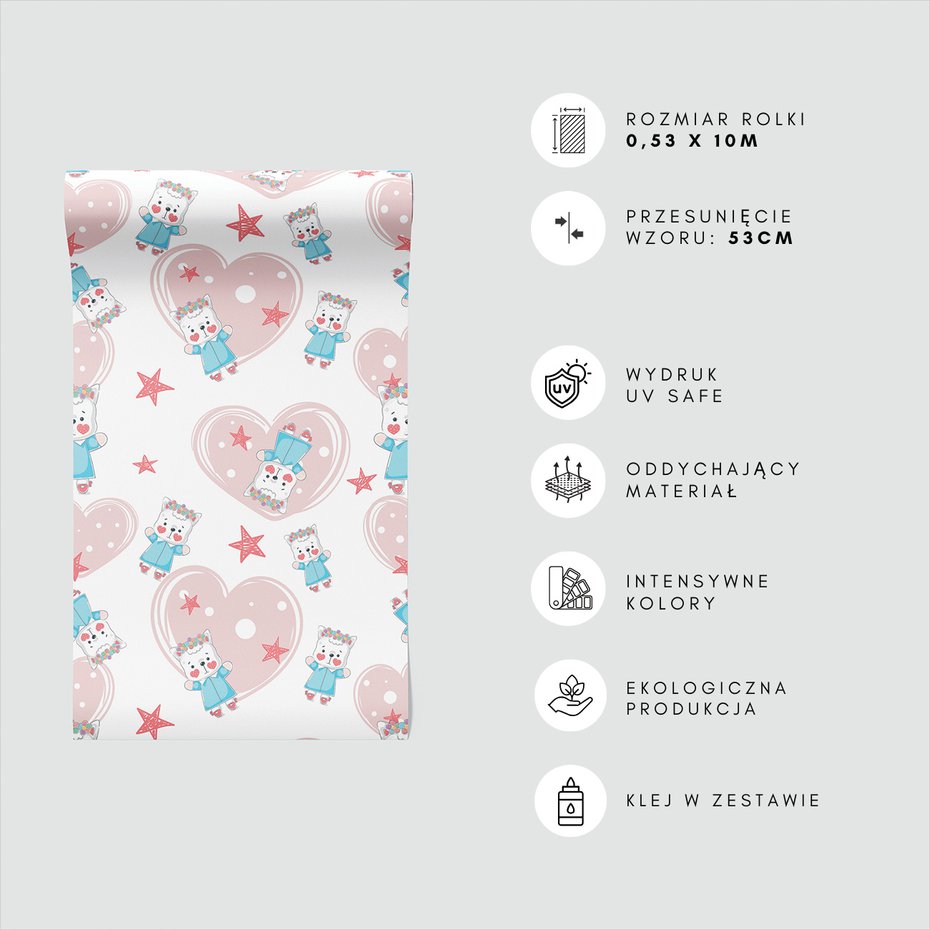 Tapeta - dziecięca, kot, serce