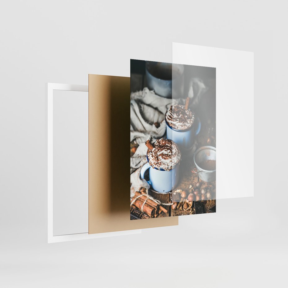 Zestaw obrazy w ramie, plakaty - kawa, kakao, napój - rama biała