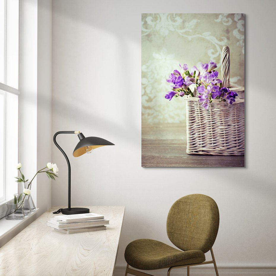 Obraz na płótnie - kwiaty, koszyk, fioletowy