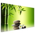 Obraz na płótnie - bambus, kamienie, kwiaty
