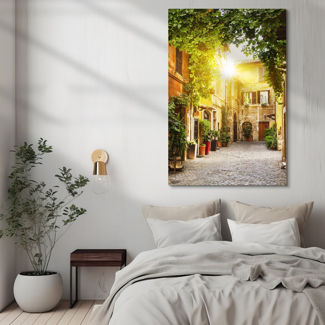 Obraz na płótnie - uliczka, budynki, słońce