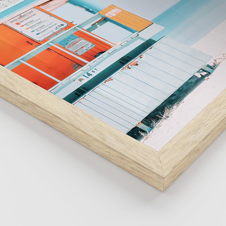 Zestaw obrazy w ramie, plakaty - plaża, wakacje, lato - rama drewno