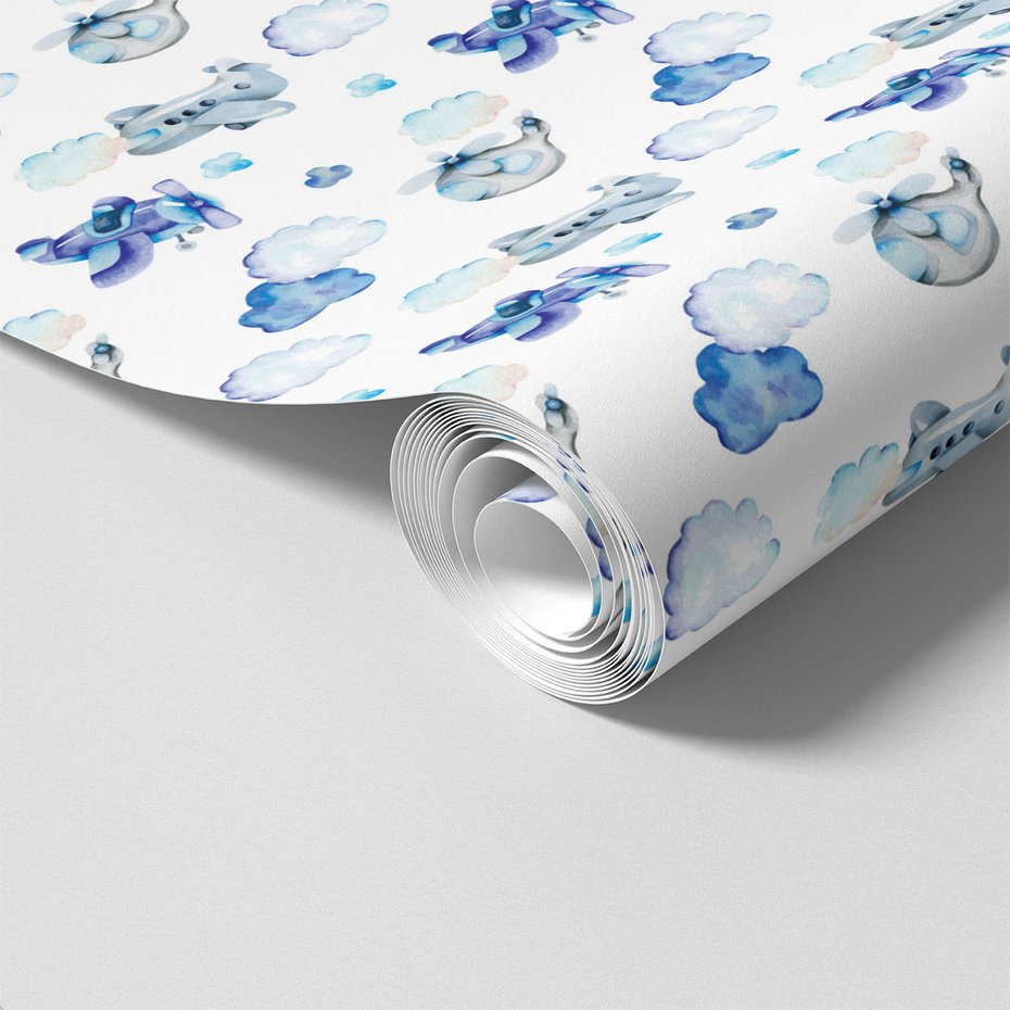 Tapeta - dziecięca, samoloty, chmury, helikoptery