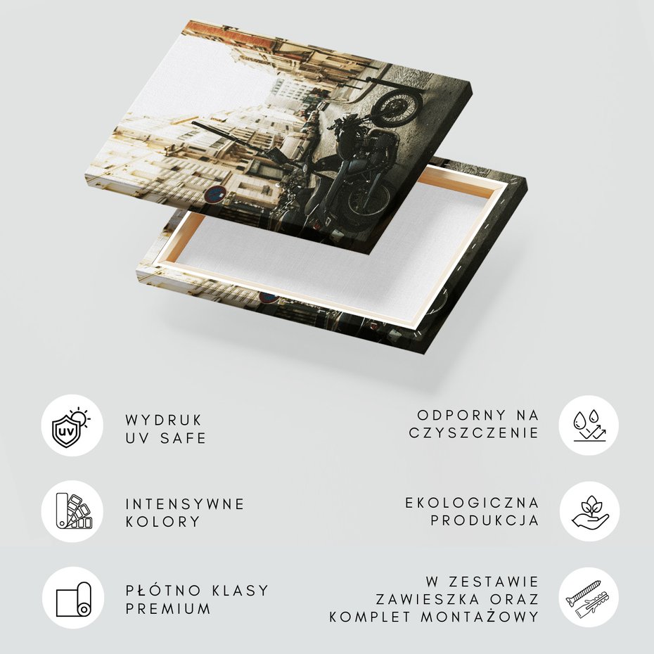 Obraz na płótnie - motocykl, ulica, miasto