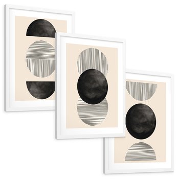 Zestaw obrazy w ramie, plakaty - abstrakcja, minimalizm, geometria - rama biała