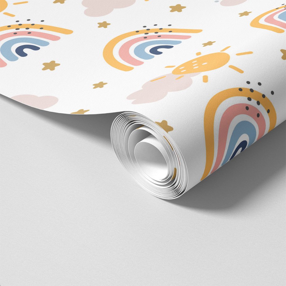Tapeta - dziecięca, tęcza, słońce, gwiazda